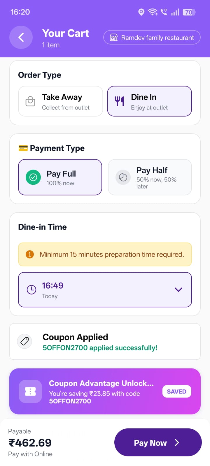 Wisbox app — dine-in booking & secure pay