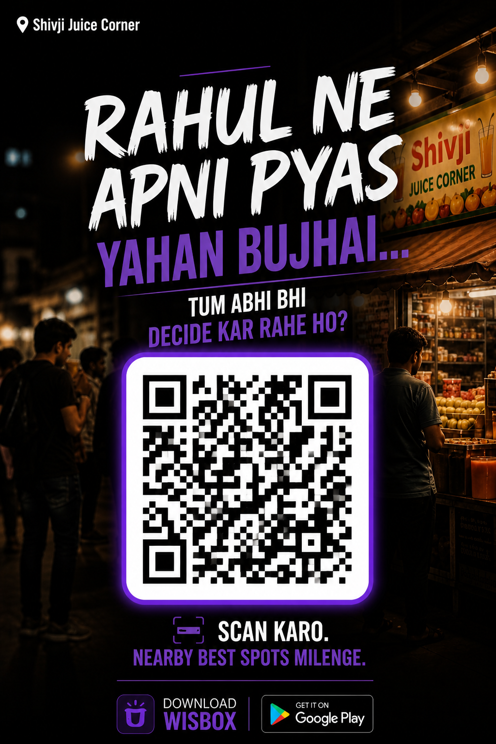 Wisbox QR poster designed for a juice corner