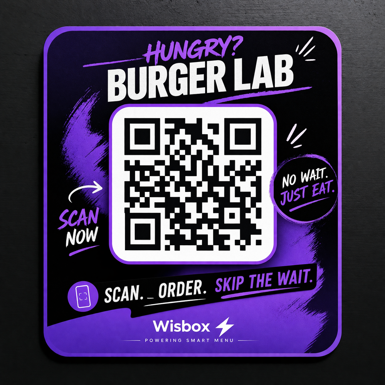 Wisbox QR table-tent designed for a restaurant